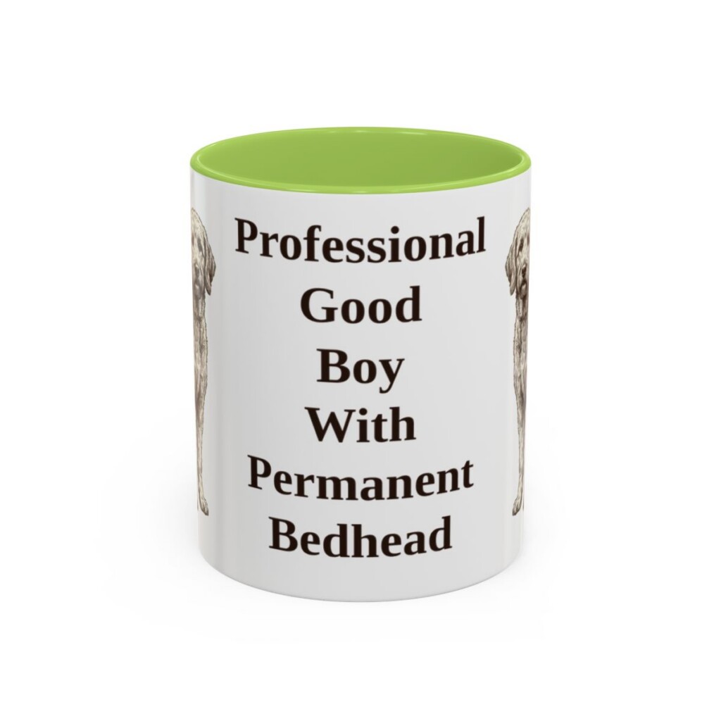 11oz Funny Goldendoodle Mug, Light Green, front view