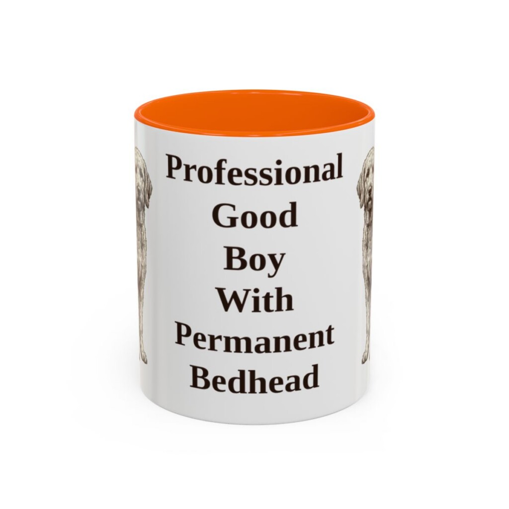 11oz Funny Goldendoodle Mug, Orange, front view