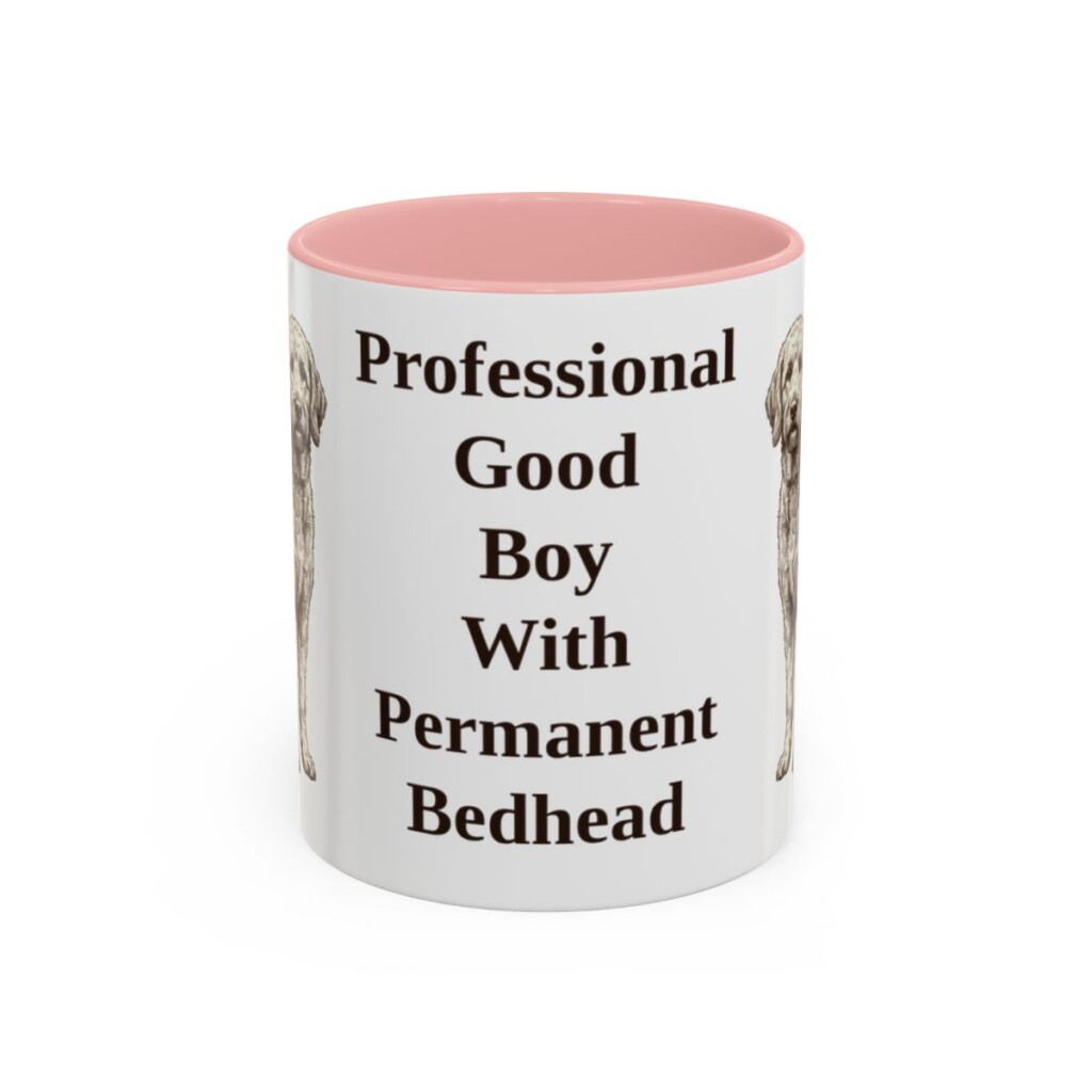 11oz Funny Goldendoodle Mug, Pink, front view