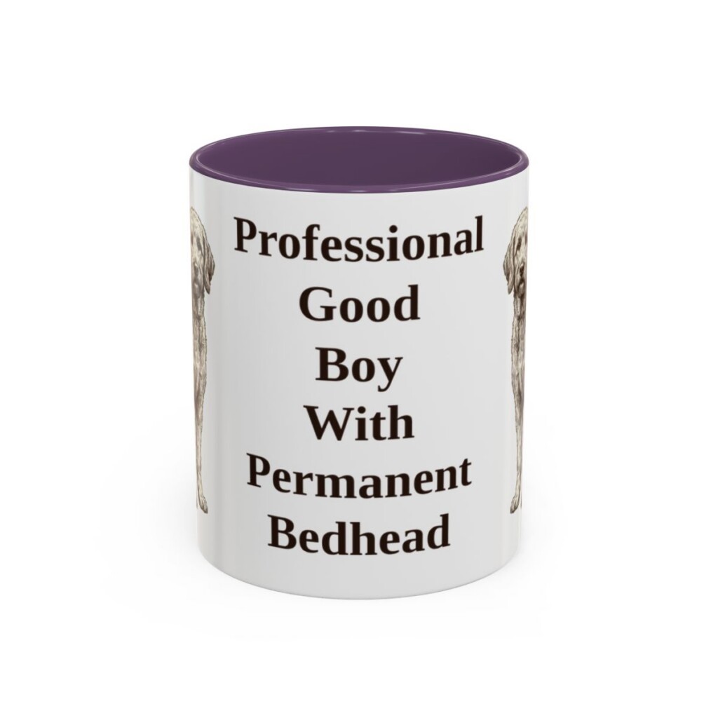 11oz Funny Goldendoodle Mug, Purple, front view