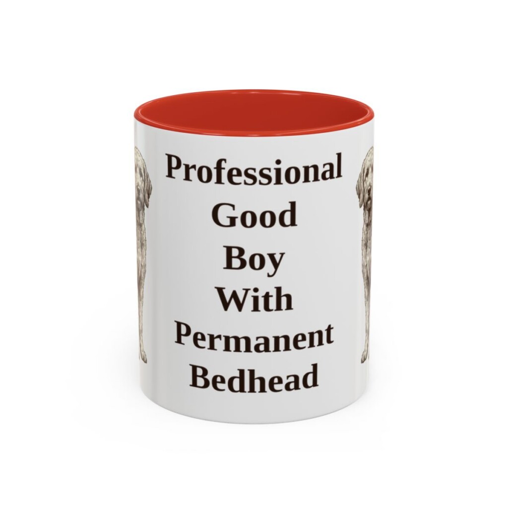 11oz Funny Goldendoodle Mug, Red, front view
