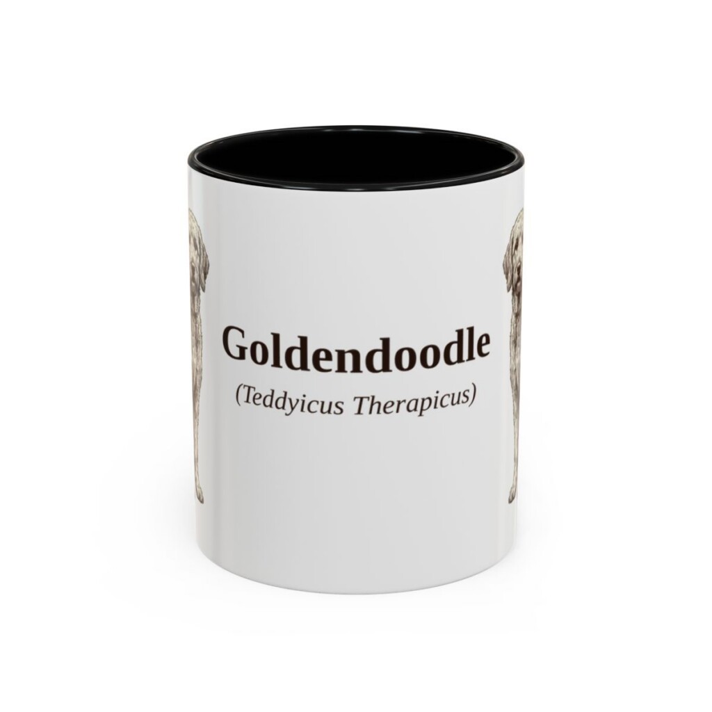 11oz Goldendoodle Latin Mug, Black, front view