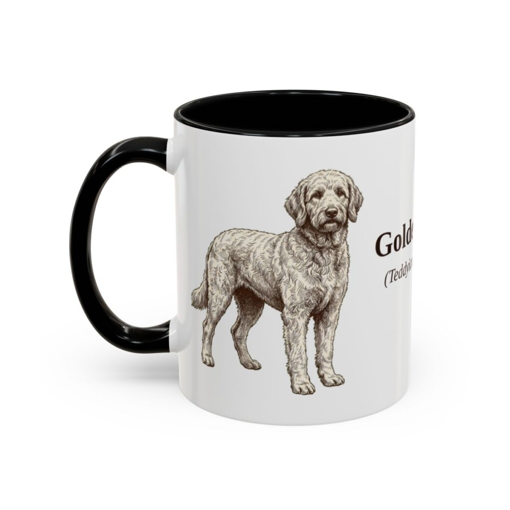 11oz Goldendoodle Latin Mug, Black, left side view