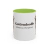 11oz Goldendoodle Latin Mug, Light Green, front view