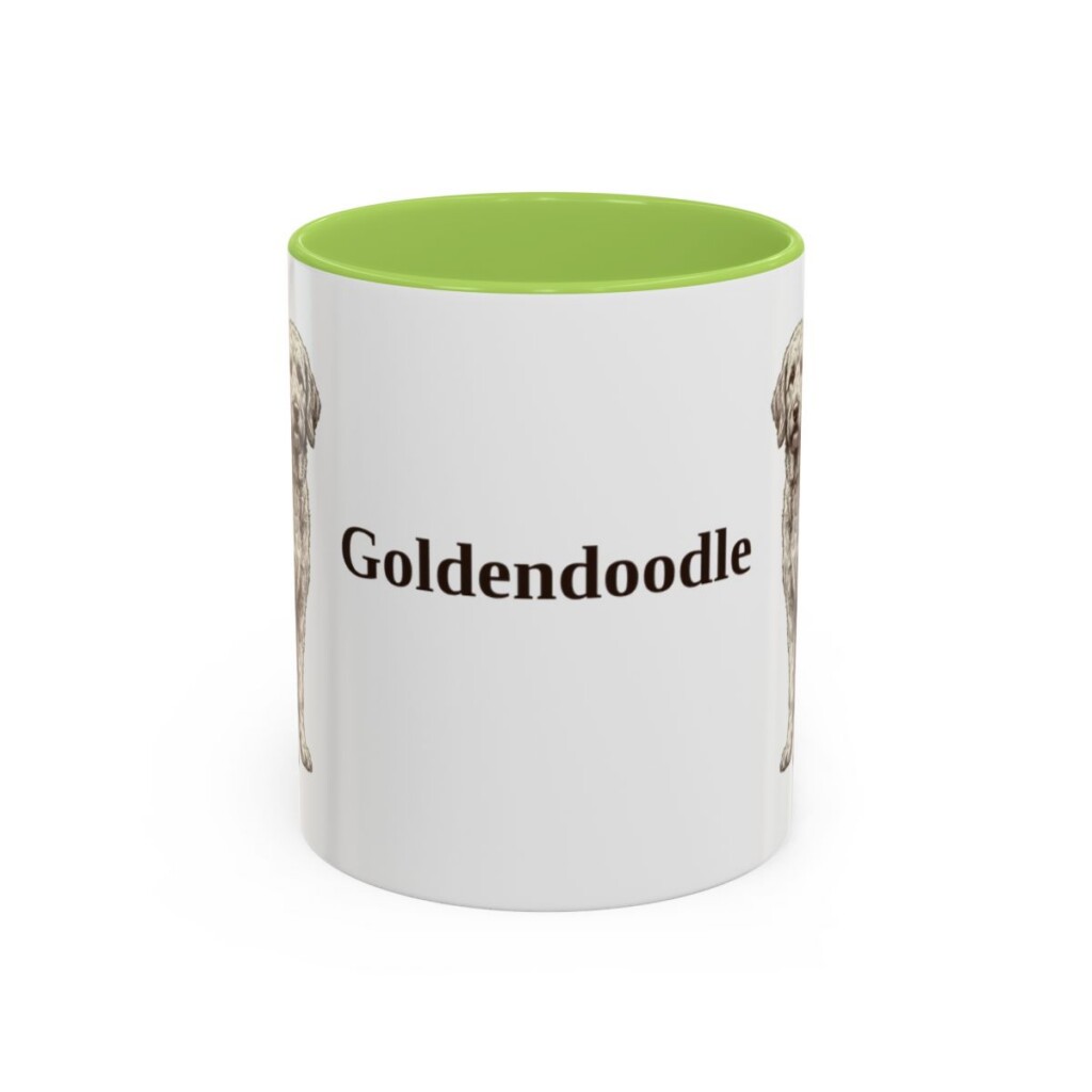 11oz Goldendoodle Mug, Light Green, front view