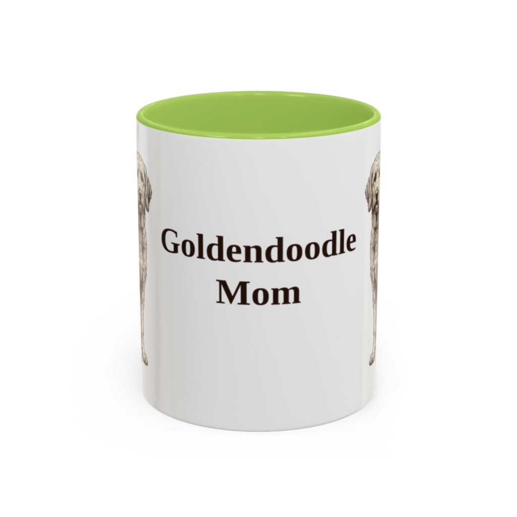 11oz Goldendoodle Dog Mom Mug, Light Green, front view