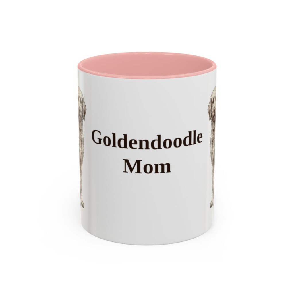 11oz Goldendoodle Dog Mom Mug, Pink, front view