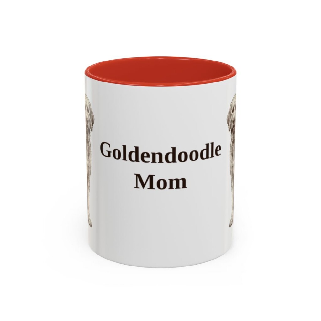 11oz Goldendoodle Dog Mom Mug, Red, front view