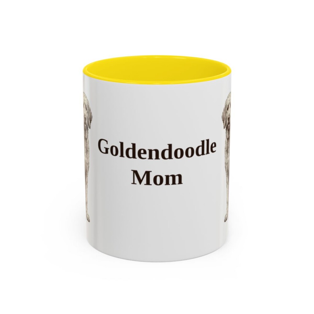 11oz Goldendoodle Dog Mom Mug, Yellow, front view
