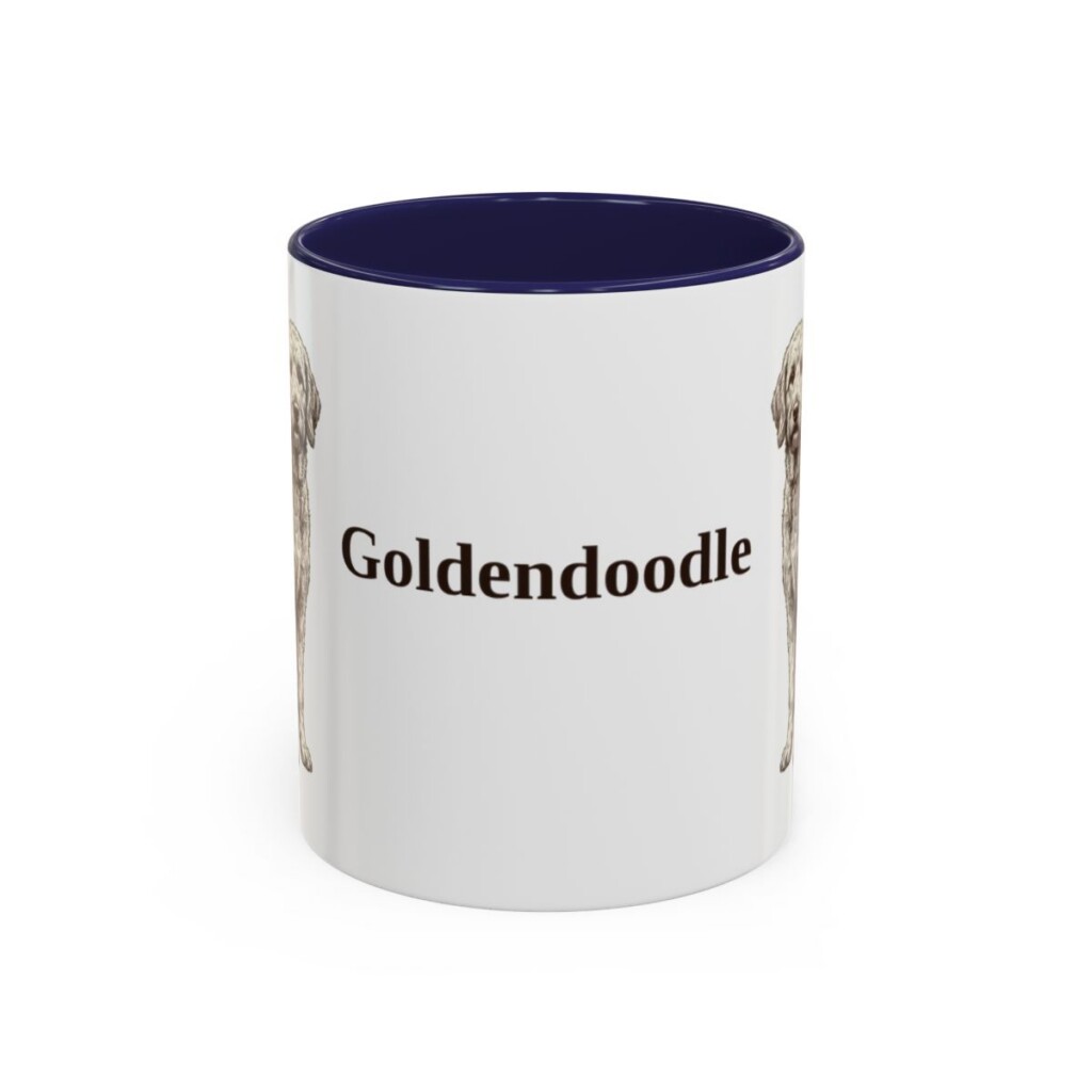 11oz Goldendoodle Mug, Navy, front view