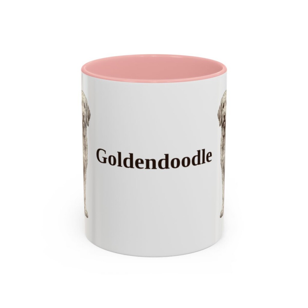 11oz Goldendoodle Mug, Pink, front view