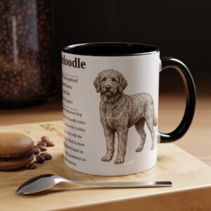 11oz Goldendoodle Mug, Black, lifestyle photo