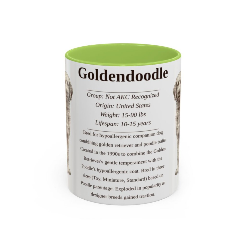 11oz Goldendoodle Mug, Light Green, front view