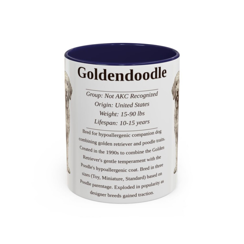 11oz Goldendoodle Mug, Navy, front view