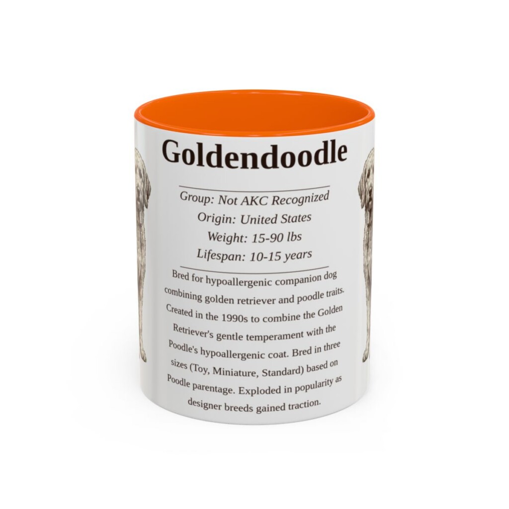 11oz Goldendoodle Mug, Orange, front view