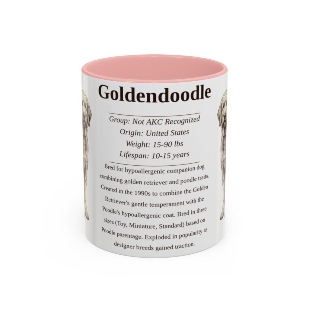 11oz Goldendoodle Mug, Pink, front view