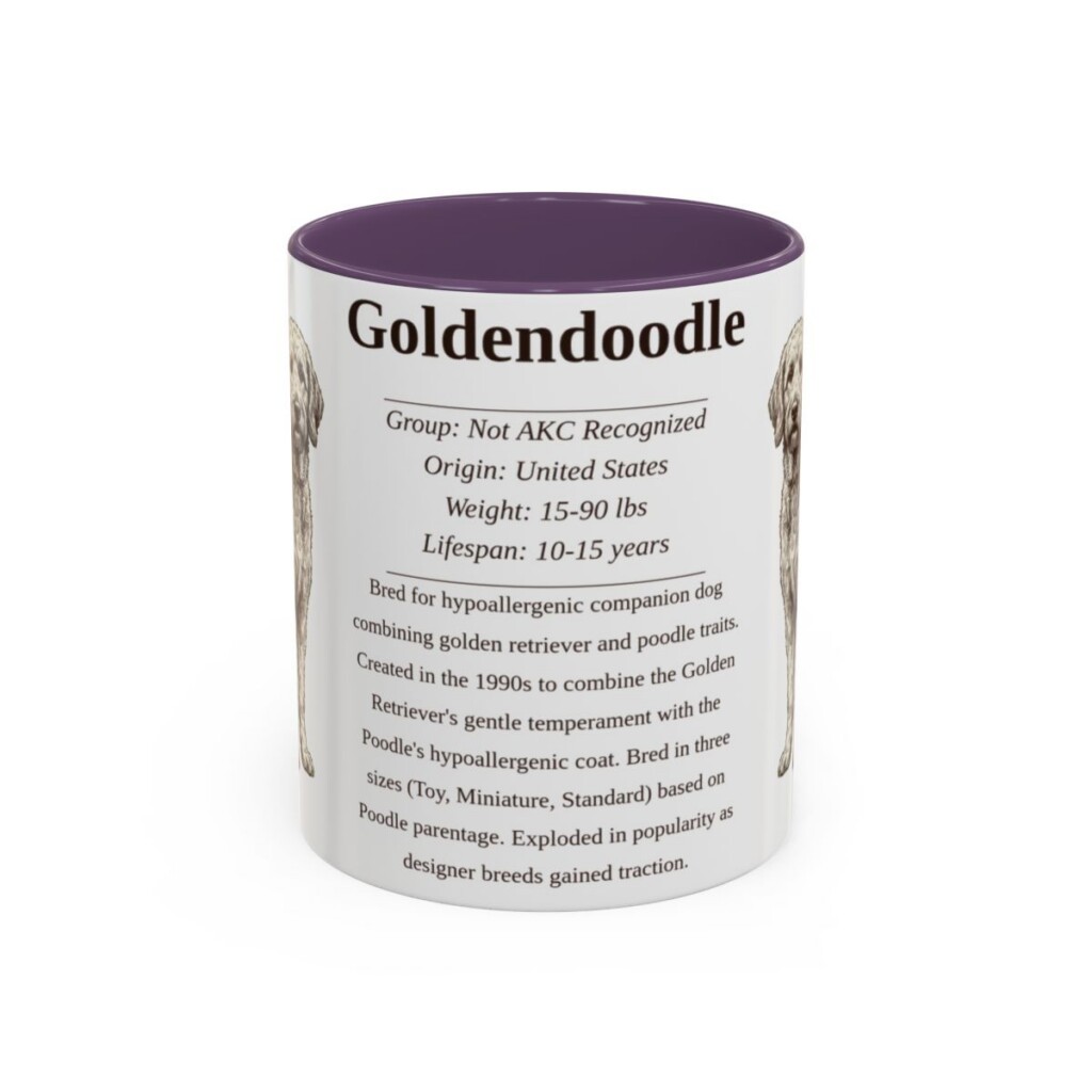 11oz Goldendoodle Mug, Purple, front view