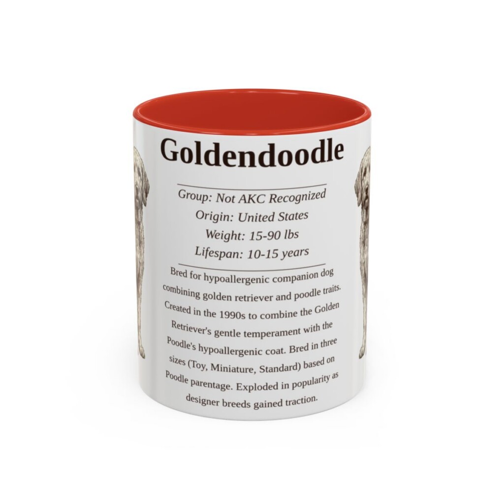 11oz Goldendoodle Mug, Red, front view