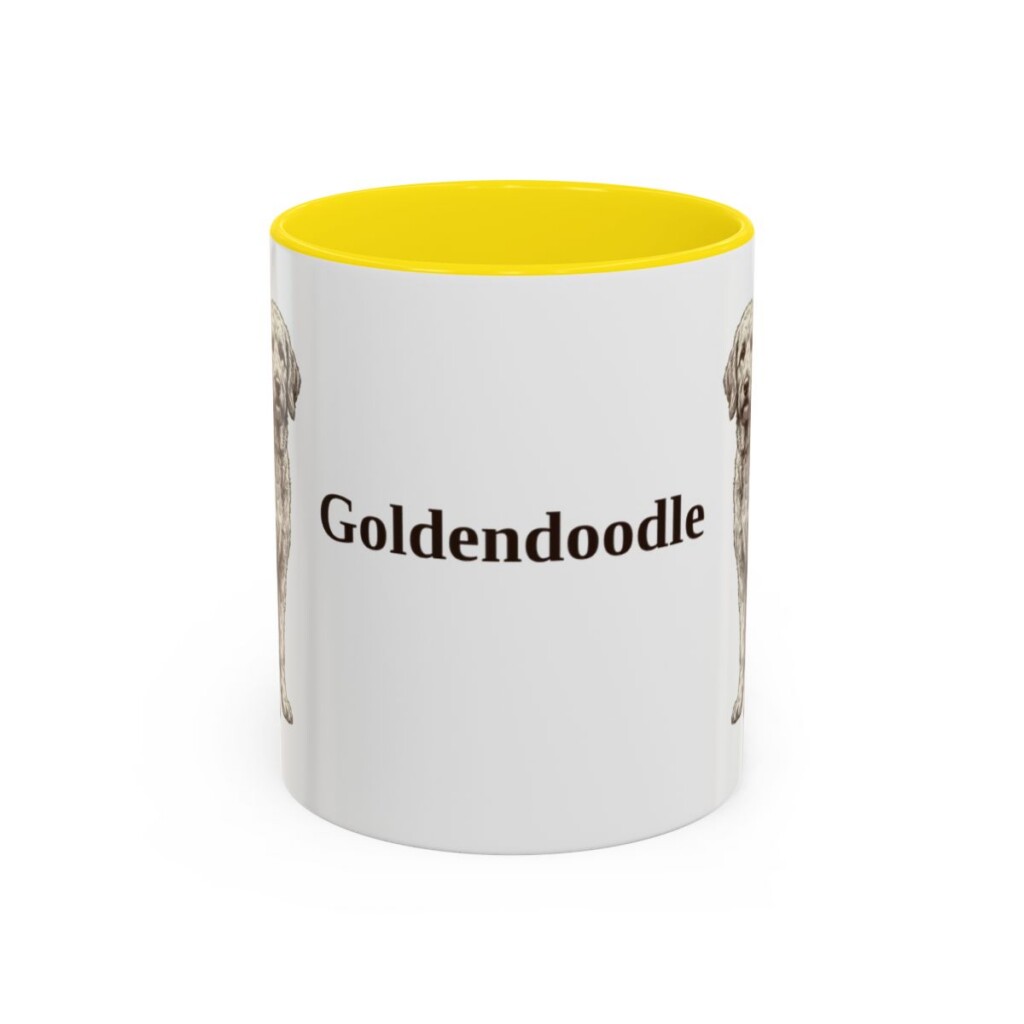 11oz Goldendoodle Mug, Yellow, front view