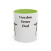 11oz Gordon Setter Dog Dad Mug, Light Green, front view