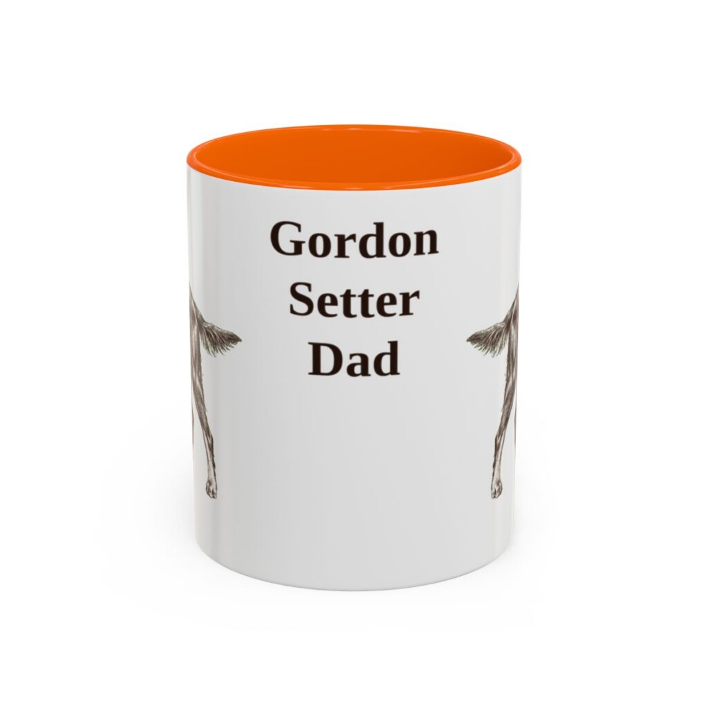 11oz Gordon Setter Dog Dad Mug, Orange, front view