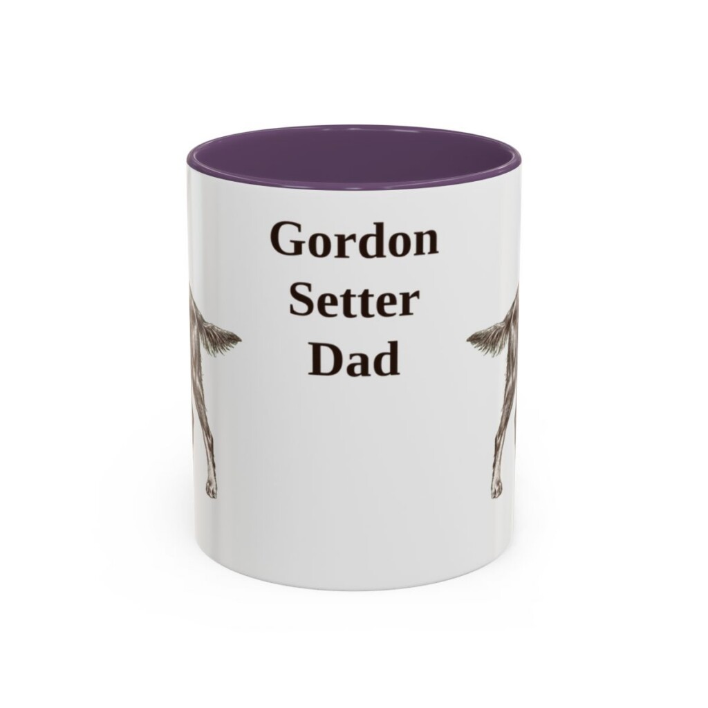 11oz Gordon Setter Dog Dad Mug, Purple, front view