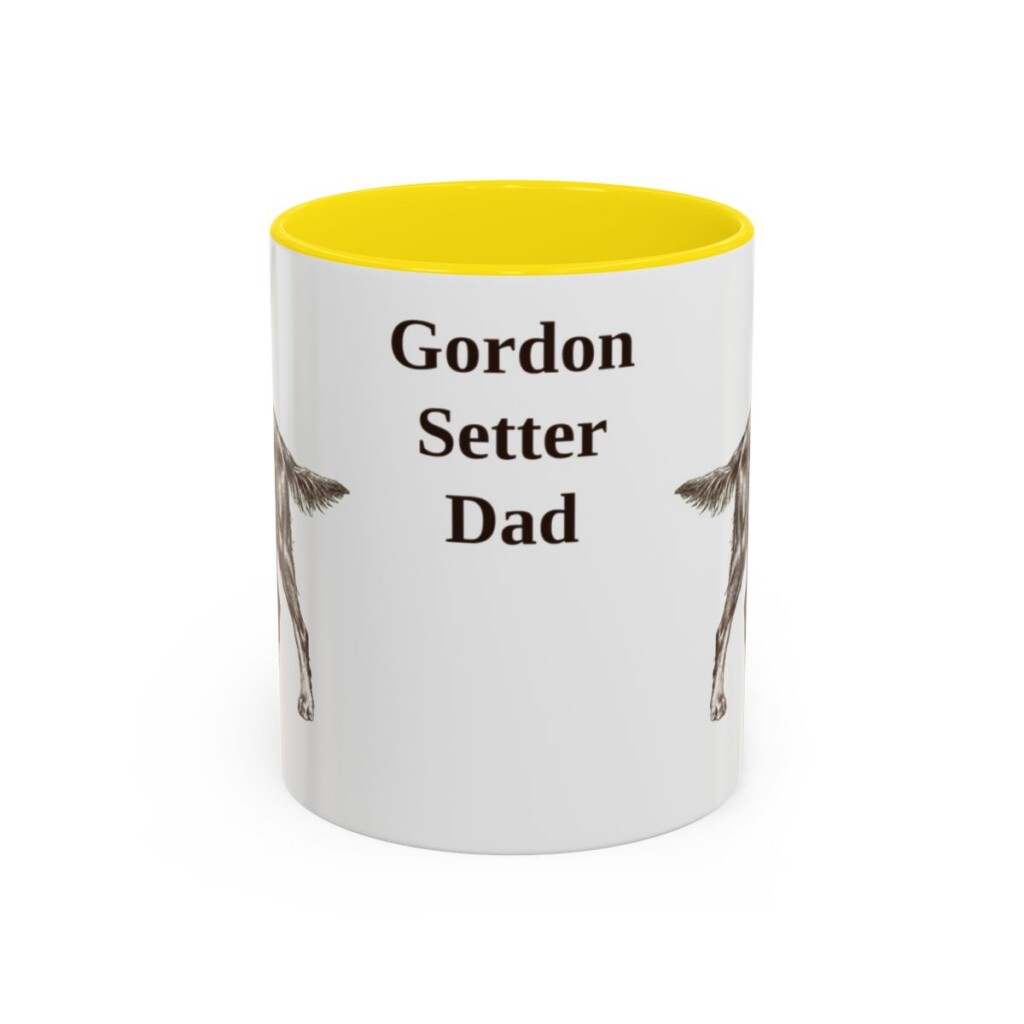 11oz Gordon Setter Dog Dad Mug, Yellow, front view