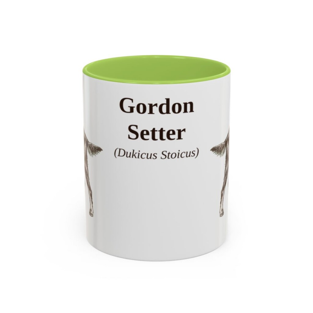 11oz Gordon Setter Latin Mug, Light Green, front view