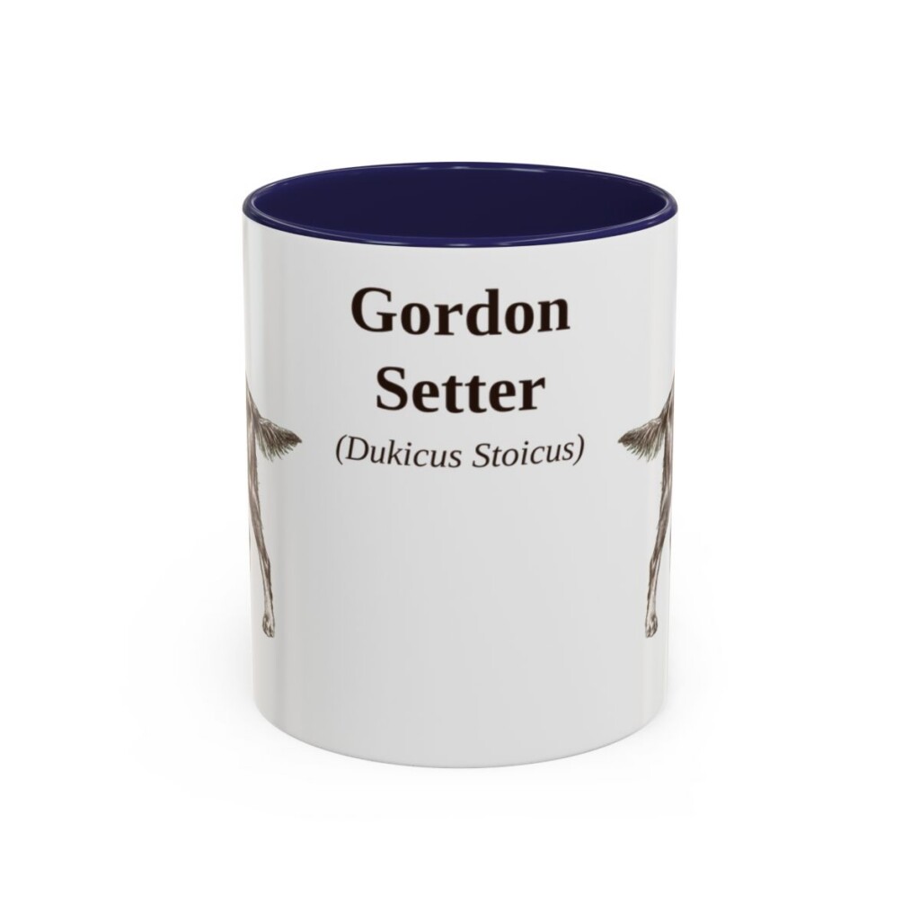 11oz Gordon Setter Latin Mug, Navy, front view
