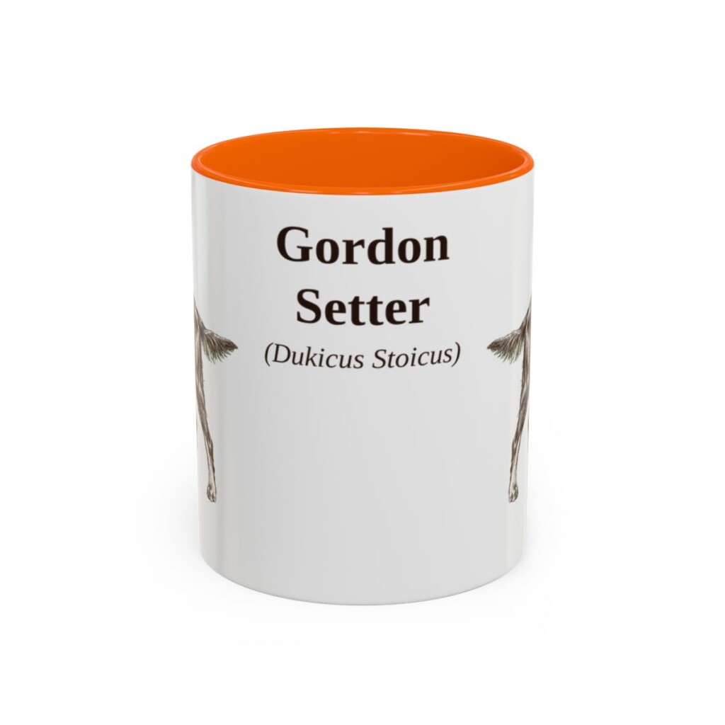 11oz Gordon Setter Latin Mug, Orange, front view