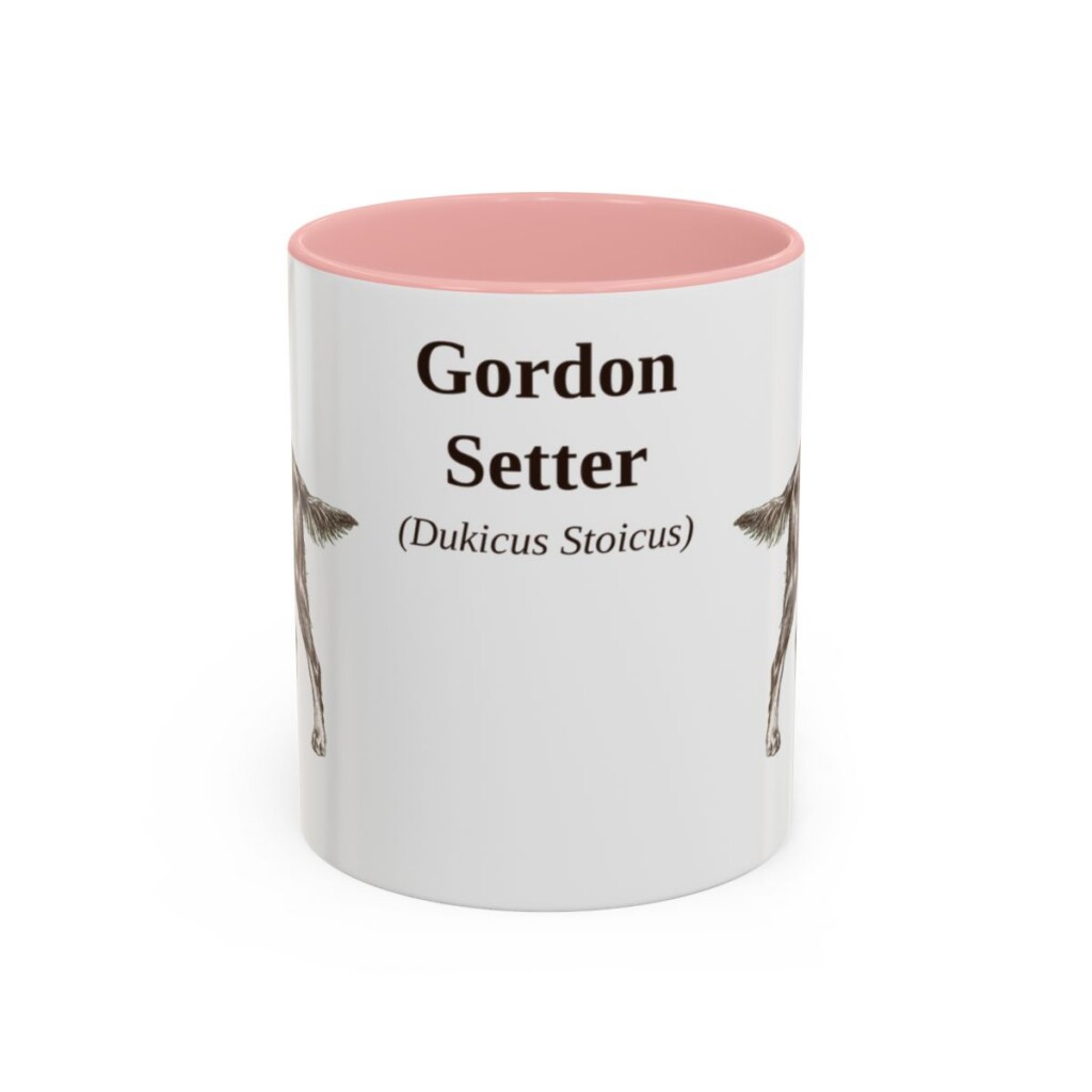 11oz Gordon Setter Latin Mug, Pink, front view