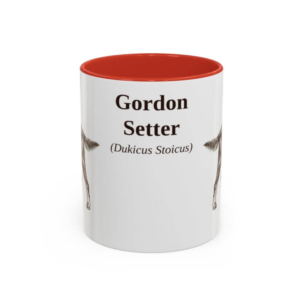 11oz Gordon Setter Latin Mug, Red, front view