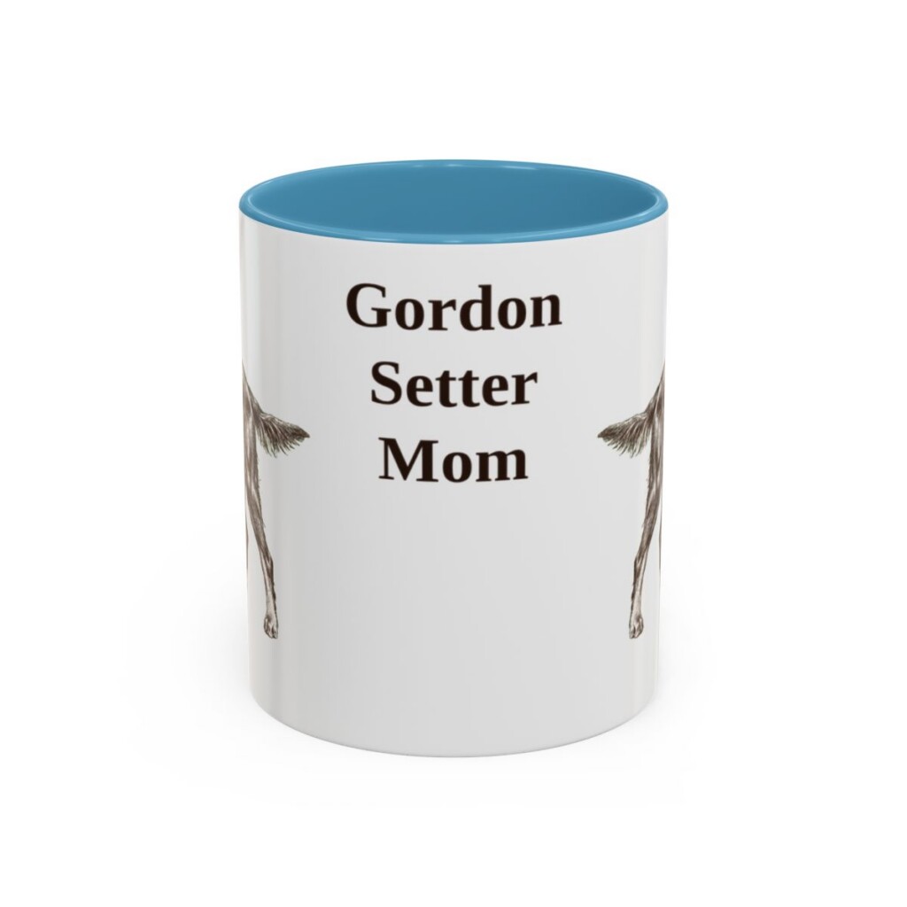 11oz Gordon Setter Dog Mom Mug, Light Blue, front view