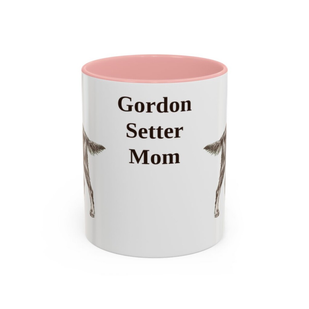 11oz Gordon Setter Dog Mom Mug, Pink, front view