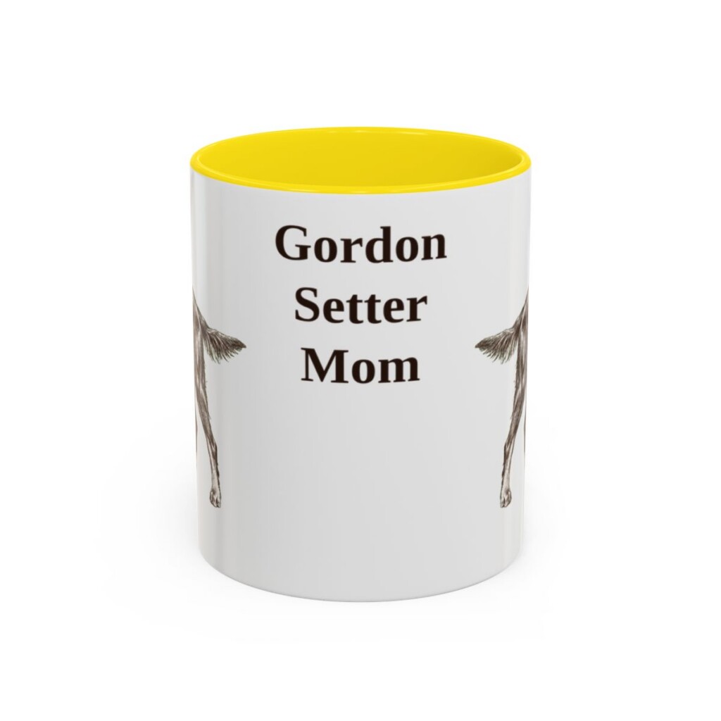 11oz Gordon Setter Dog Mom Mug, Yellow, front view