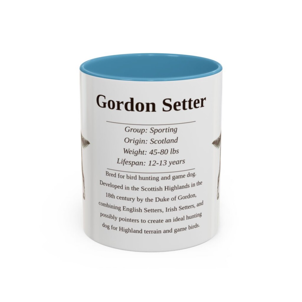 11oz Gordon Setter Mug, Light Blue, front view