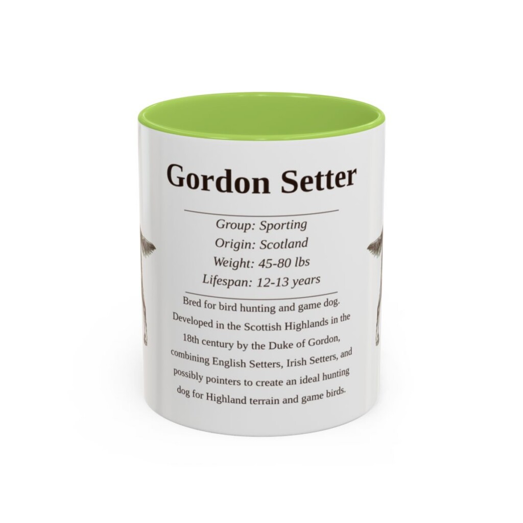 11oz Gordon Setter Mug, Light Green, front view