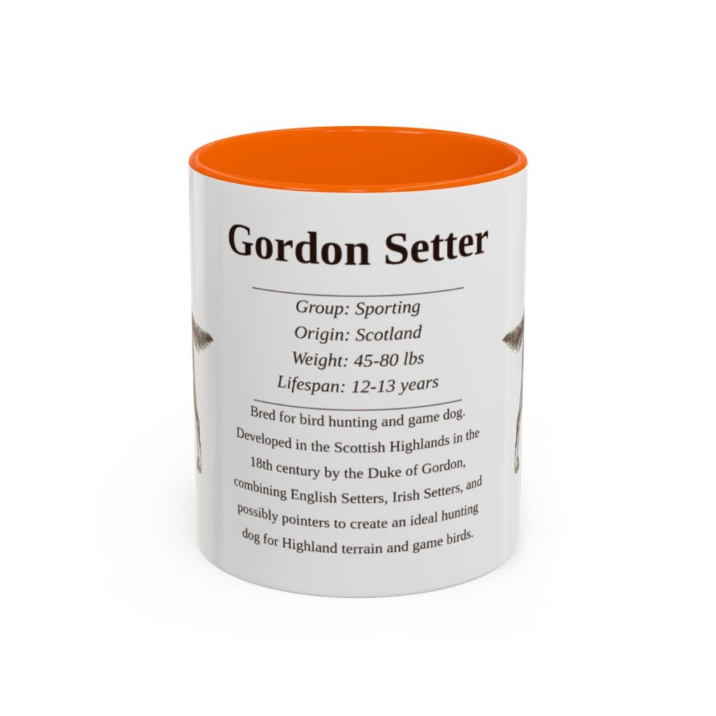 11oz Gordon Setter Mug, Orange, front view