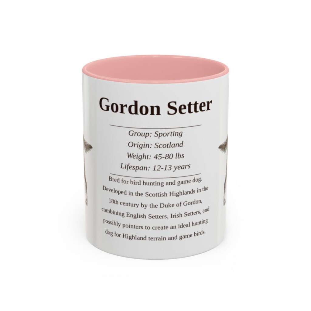11oz Gordon Setter Mug, Pink, front view