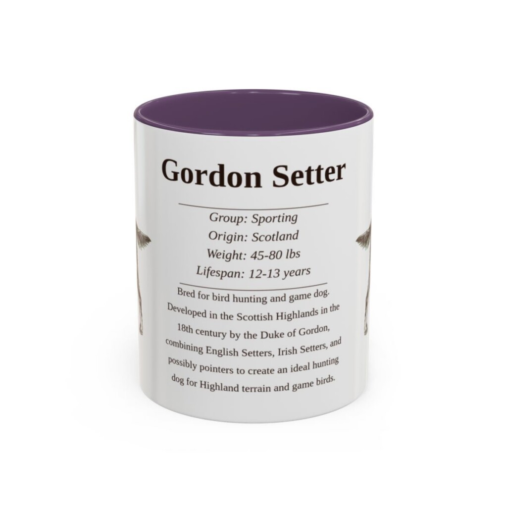11oz Gordon Setter Mug, Purple, front view