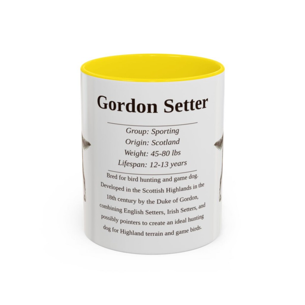 11oz Gordon Setter Mug, Yellow, front view