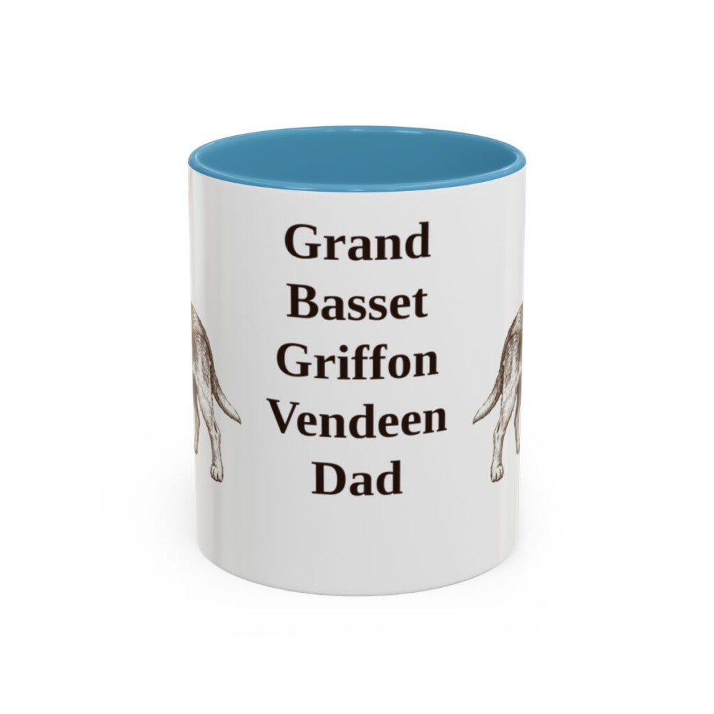 11oz Grand Basset Griffon Vendeen Dog Dad Mug, Light Blue, front view