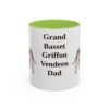 11oz Grand Basset Griffon Vendeen Dog Dad Mug, Light Green, front view