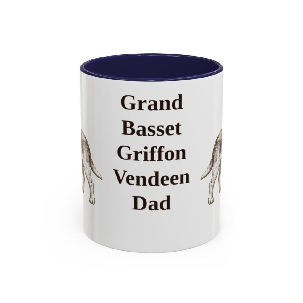 11oz Grand Basset Griffon Vendeen Dog Dad Mug, Navy, front view