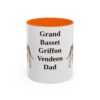 11oz Grand Basset Griffon Vendeen Dog Dad Mug, Orange, front view