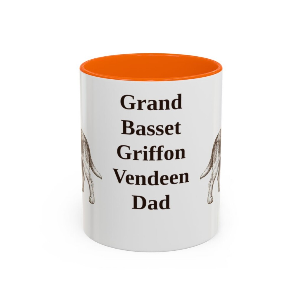 11oz Grand Basset Griffon Vendeen Dog Dad Mug, Orange, front view