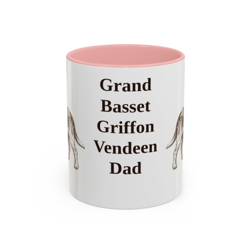 11oz Grand Basset Griffon Vendeen Dog Dad Mug, Pink, front view
