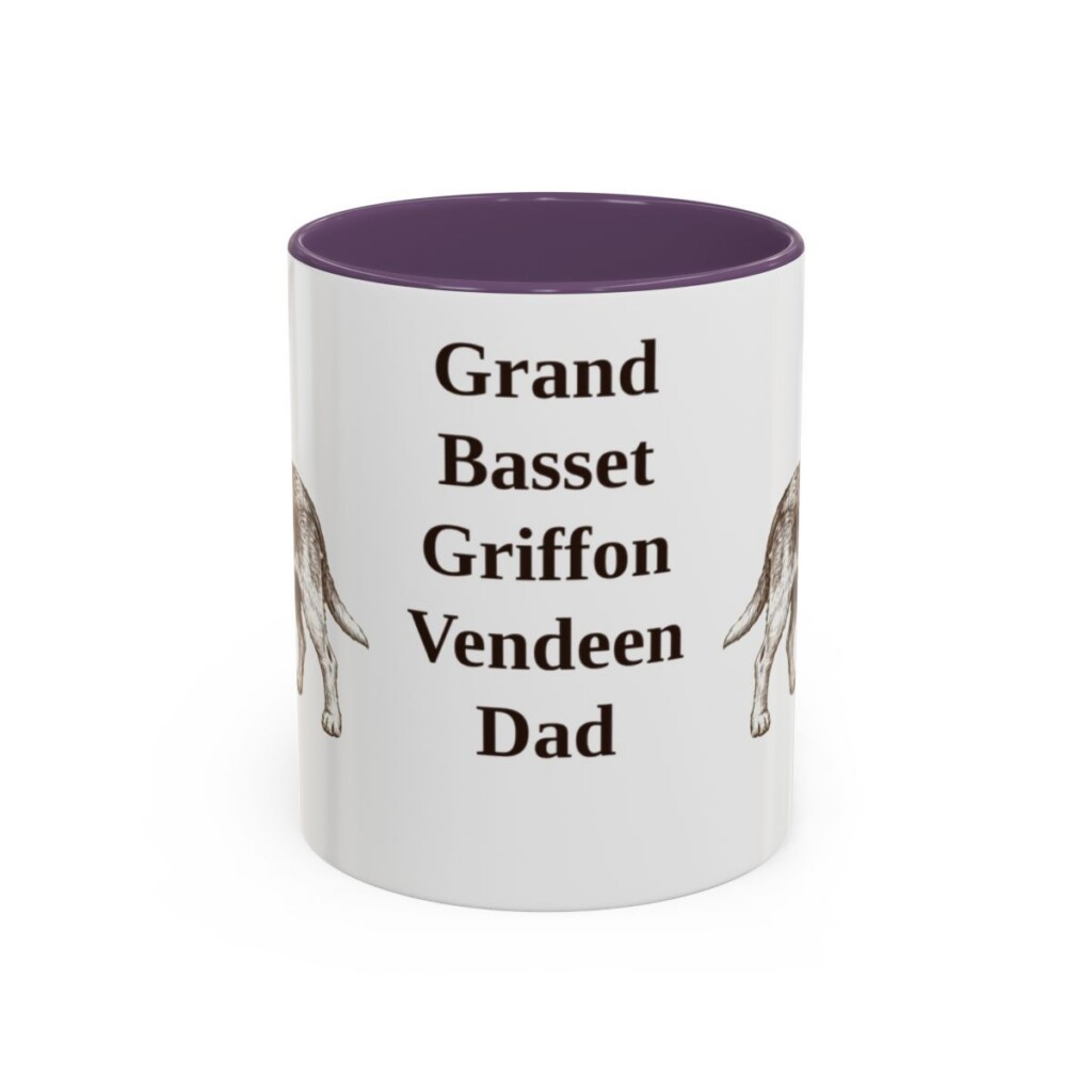 11oz Grand Basset Griffon Vendeen Dog Dad Mug, Purple, front view