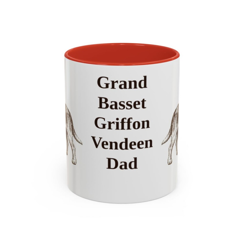 11oz Grand Basset Griffon Vendeen Dog Dad Mug, Red, front view