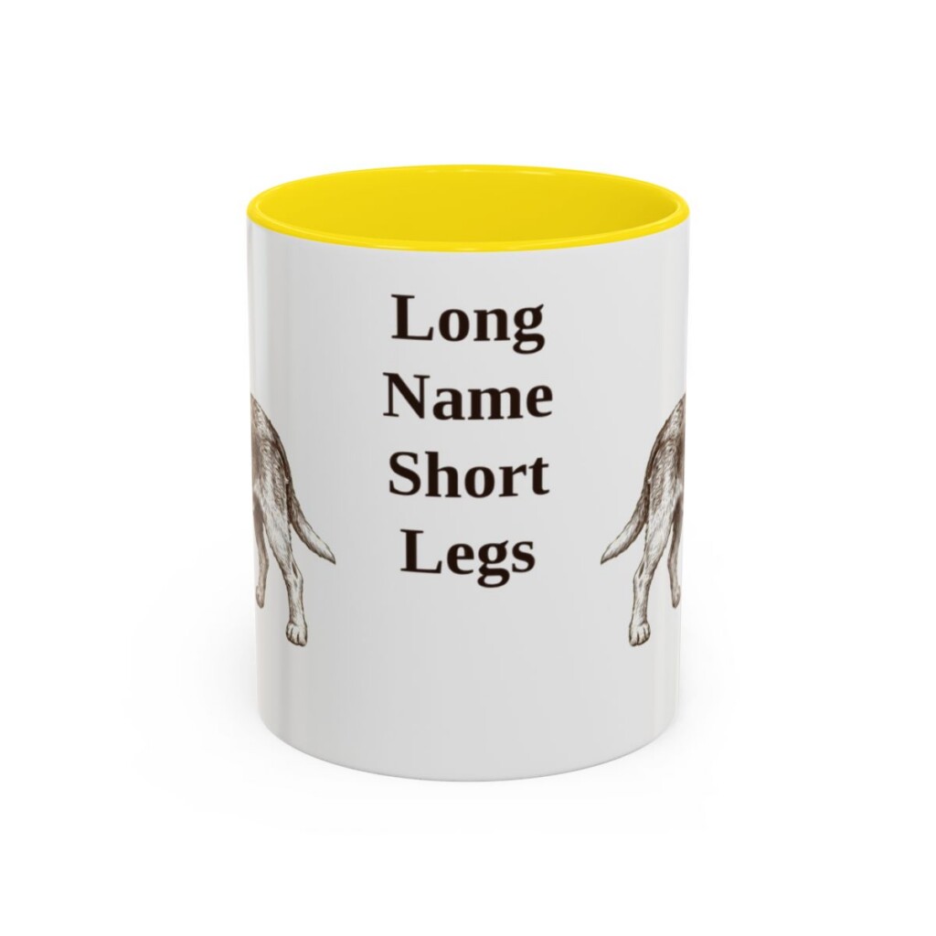 11oz Funny Grand Basset Griffon Vendeen Mug, Yellow, front view